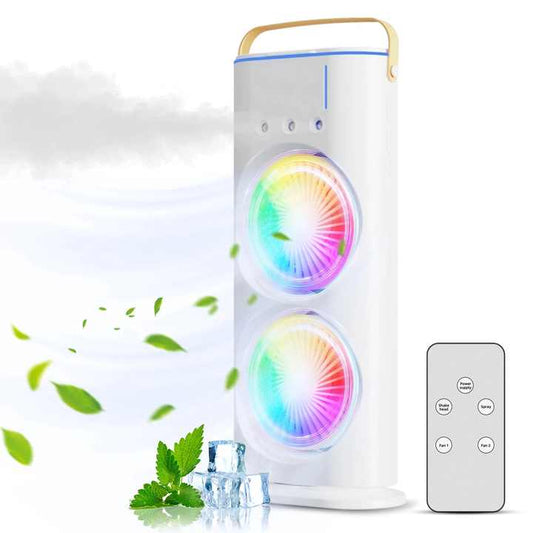 AeroBreeze Dual Mist – Dvostruki Ventilator i Ovlaživač sa LED Rasvjetom